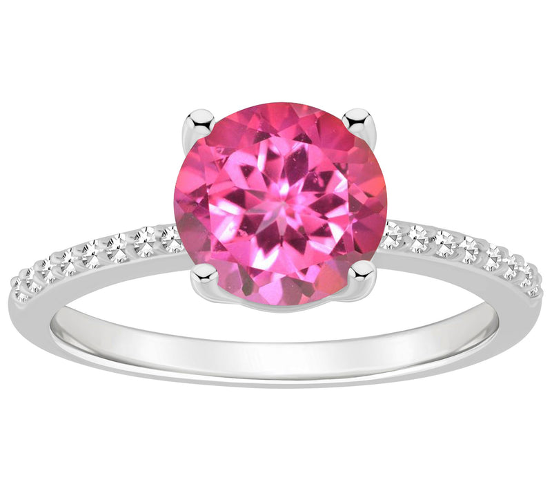 Affinity Gems Round Topaz & Diamond Ring, Sterling Silver — View 7
