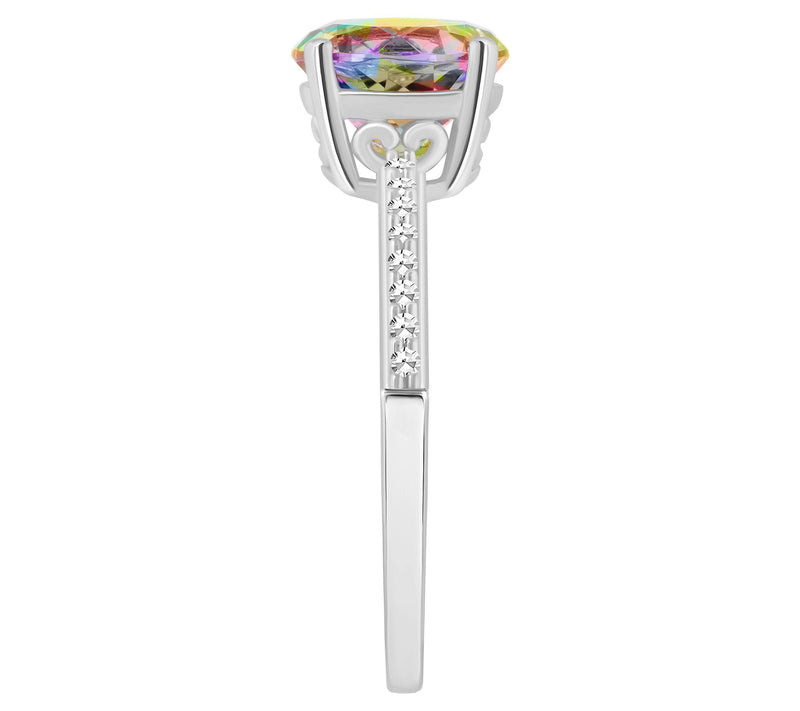 Affinity Gems Round Topaz & Diamond Ring, Sterling Silver — View 3
