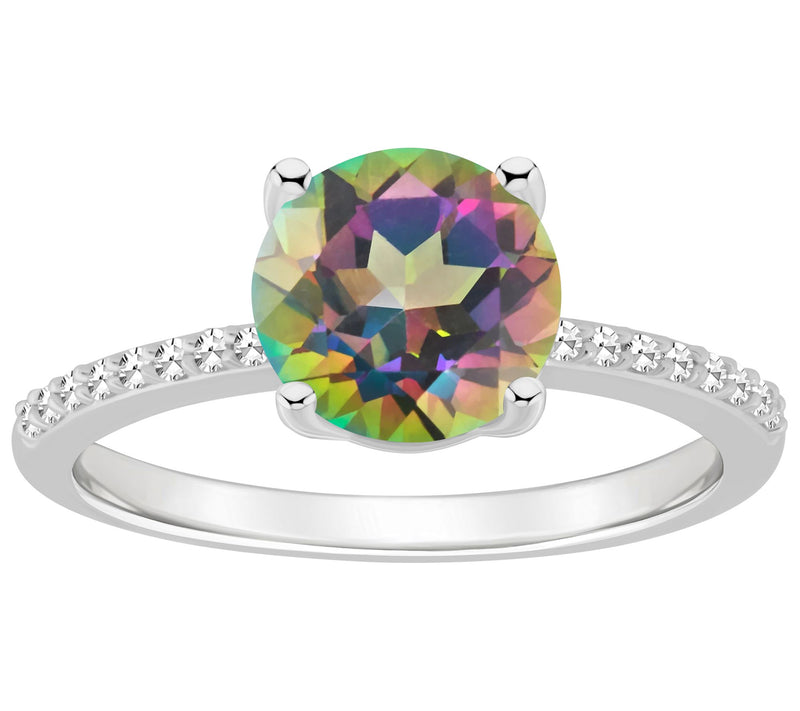 Affinity Gems Round Topaz & Diamond Ring, Sterling Silver — View 8