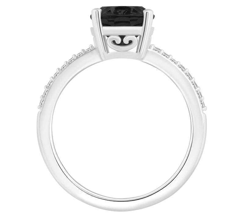 Affinity Gems Oval Onyx & Diamond Ring, Sterling Silver — View 2