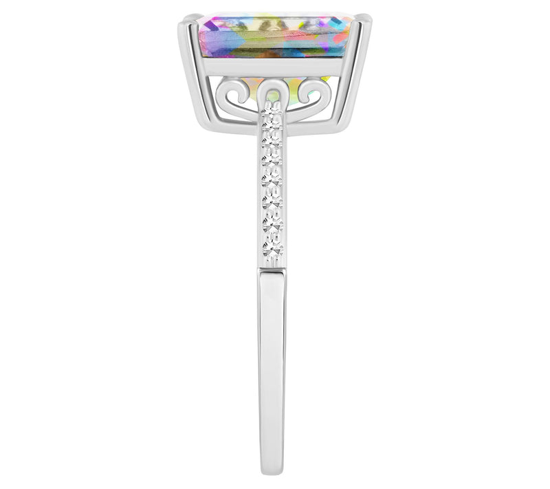 Affinity Gems Emerald Cut Topaz & Diamond Ring,Sterling — View 3