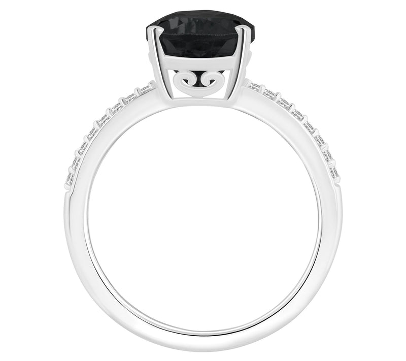 Affinity Gems Pear Cut Onyx & Diamond Ring, Sterling Silver — View 2