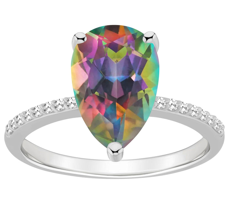 Affinity Gems Pear Cut Topaz & Diamond Ring, Sterling Silver — View 8