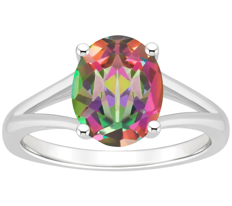 Affinity Gems Oval Topaz Split Shank Ring, Sterling Silver — View 2