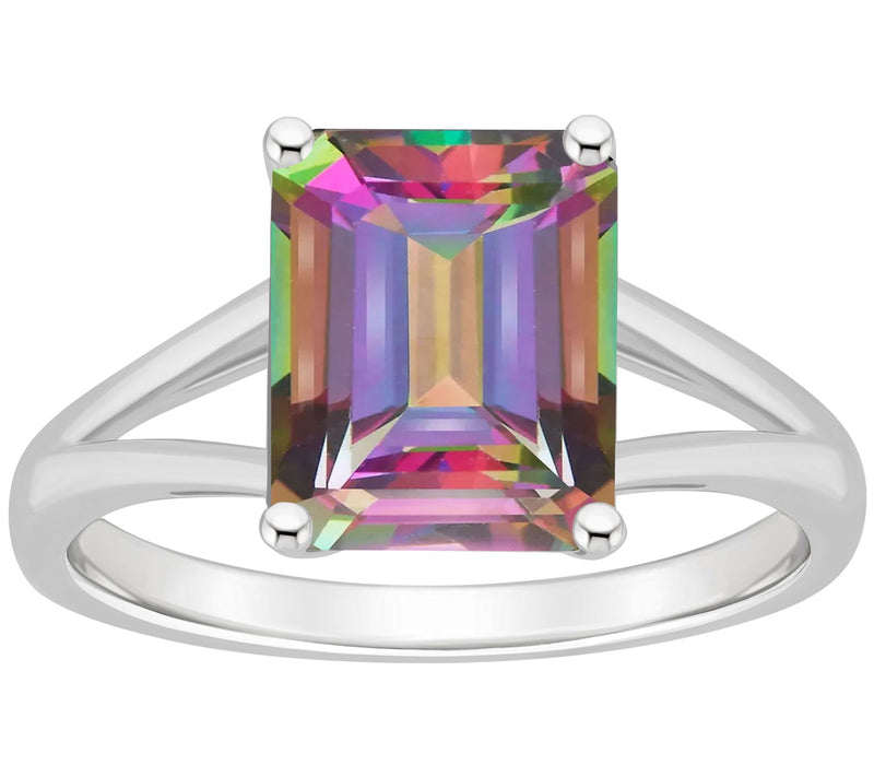 Affinity Gems E merald Cut Topa z Split Shank R ing, Sterling — View 2