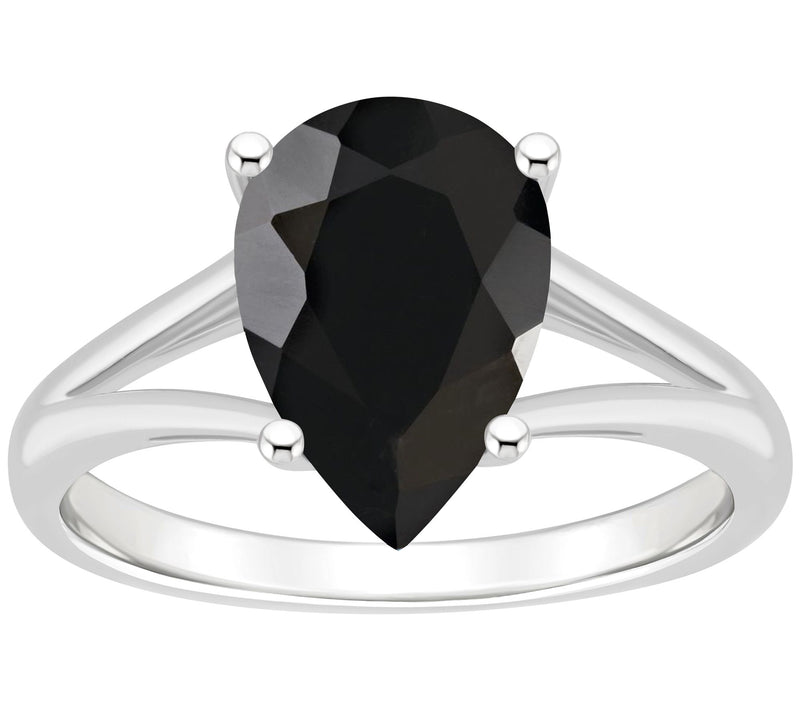 Affinity Gems Pear Cut Onyx Split Shank Ring,Sterling Silver — Main view
