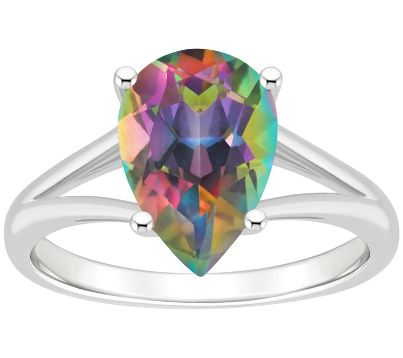 Affinity Gems Pear Cut Topaz Split Shank Ring, Sterling Silver — View 8