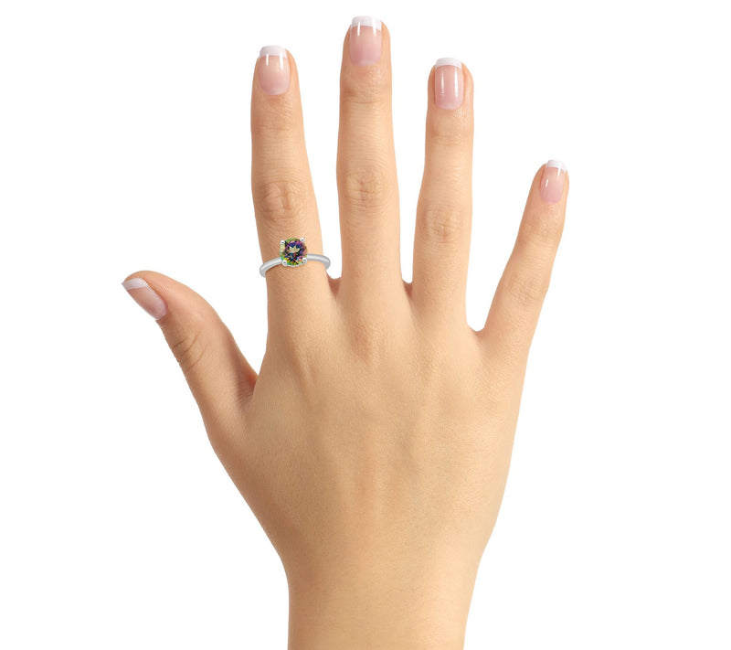 Affinity Gems Round Topaz & Diamond Gallery Ring, Sterling — View 6