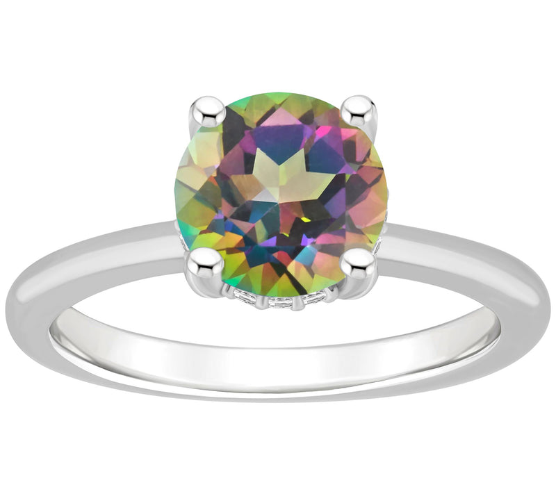 Affinity Gems Round Topaz & Diamond Gallery Ring, Sterling — View 3