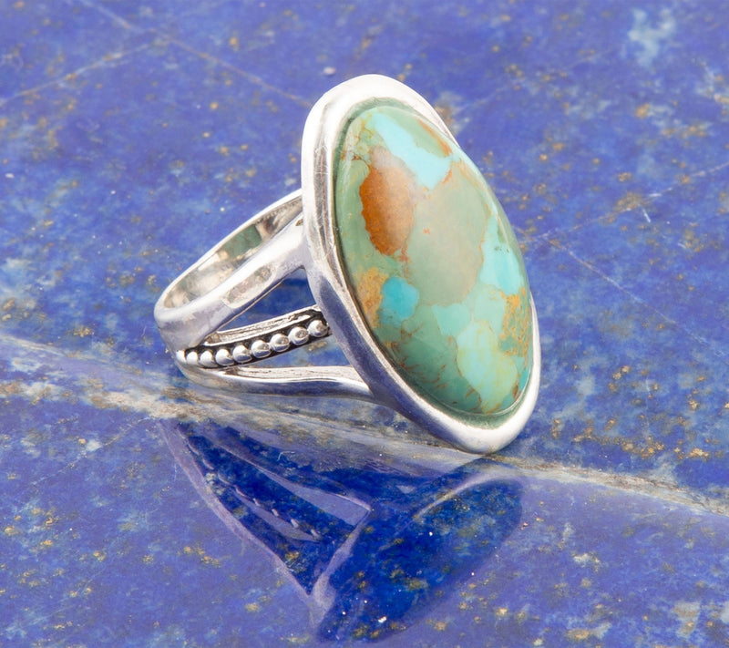Barse Artisan Crafted Oval Composite TurquoiseRing, SS — View 4