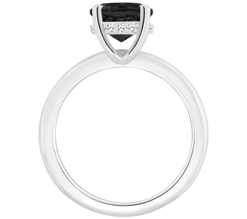 Affinity Gems Round Onyx & Diamond Gallery Ring, Sterling — View 4