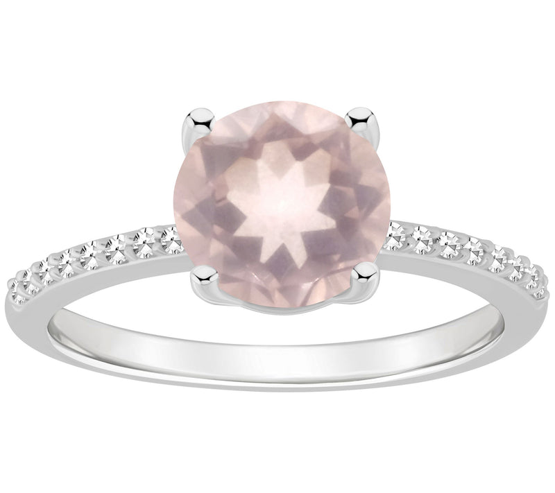Affinity Gems Round Gemstone & Diamond Band Ring, Sterling — View 2