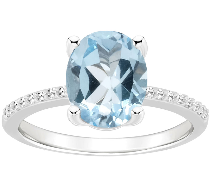 Affinity Gems Oval Gemstone & Diamond Band Ring, Sterling — View 2