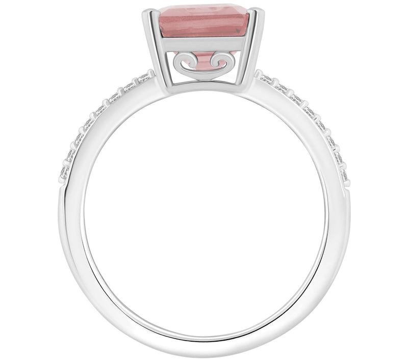 Affinity Gems Emerald Cut Gemstone & Diamond Ring, Sterling — View 6