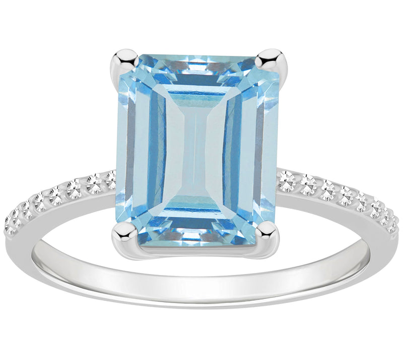 Affinity Gems Emerald Cut Gemstone & Diamond Ring, Sterling — View 8