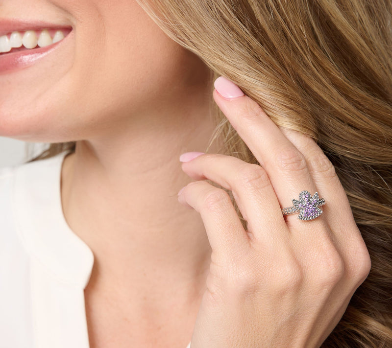 JAI Sterling Silver Pave Gemstone Symbols of Love Ring — View 10
