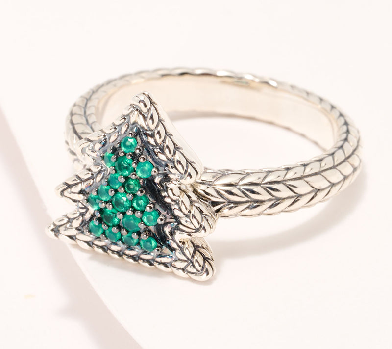 JAI Sterling Silver Pave Gemstone Symbols of Love Ring — View 4