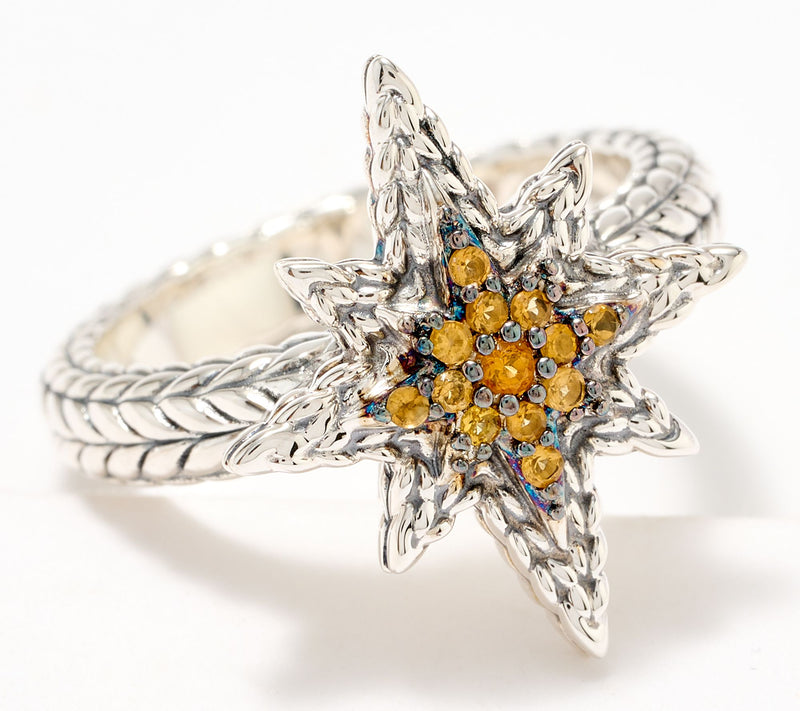 JAI Sterling Silver Pave Gemstone Symbols of Love Ring — View 3