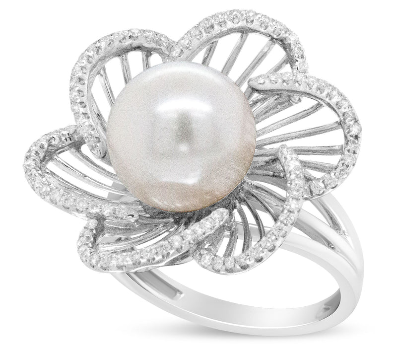 Haus of Brilliance Cultured Pearl Lab Grown Diamond Ring, 14K — View 5