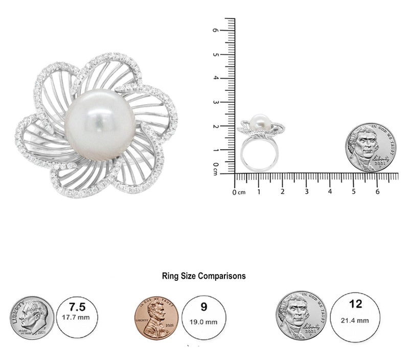 Haus of Brilliance Cultured Pearl Lab Grown Diamond Ring, 14K — View 7