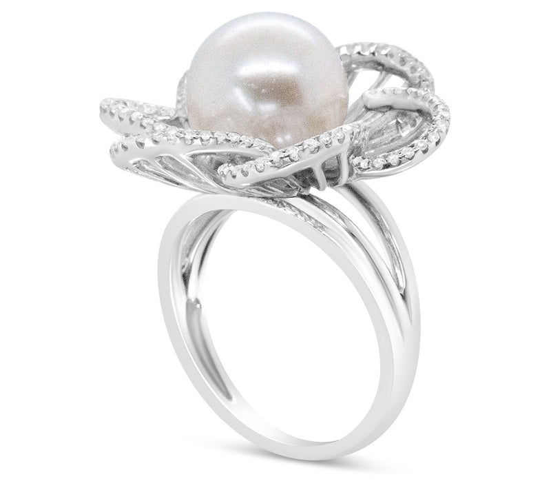 Haus of Brilliance Cultured Pearl Lab Grown Diamond Ring, 14K — View 6