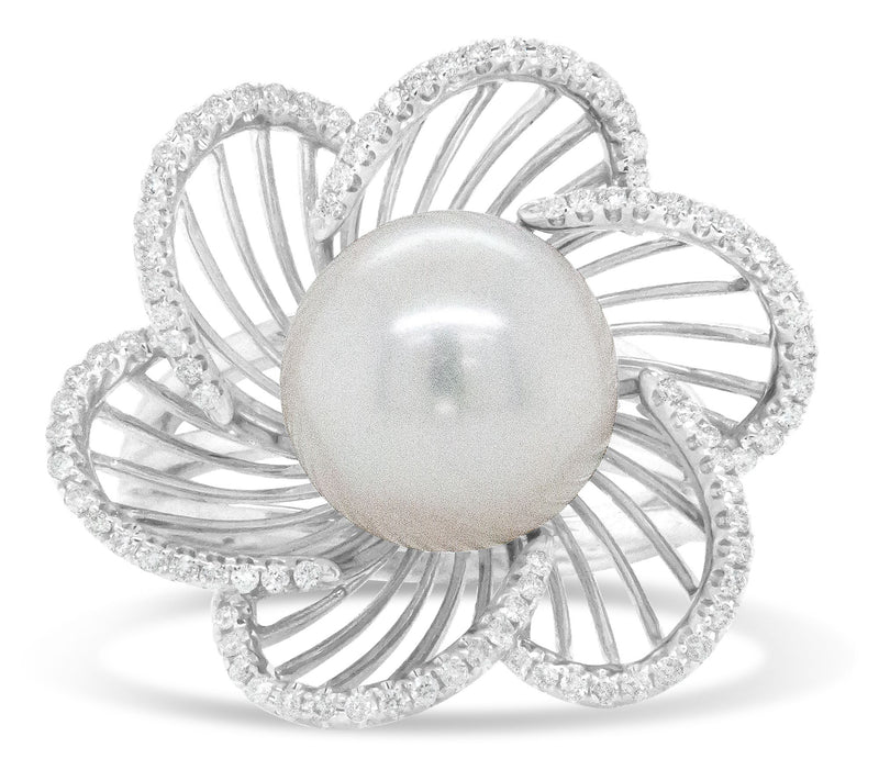Haus of Brilliance Cultured Pearl Lab Grown Diamond Ring, 14K — View 4