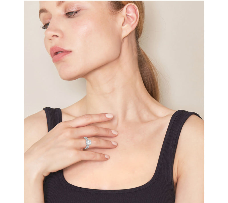 Diamonique 2.80 cttw Split Shank Ring, SterlingSilver — View 7