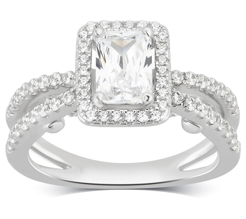 Diamonique 2.80 cttw Split Shank Ring, SterlingSilver — Main view