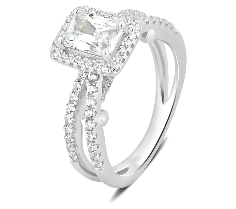 Diamonique 2.80 cttw Split Shank Ring, SterlingSilver — View 5