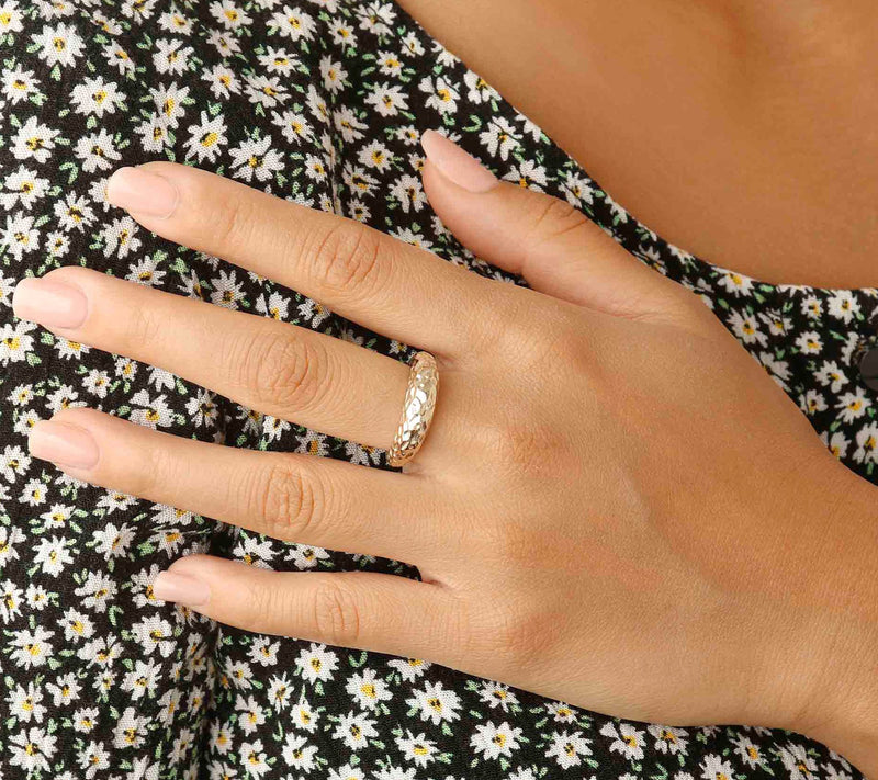 Bronzo Italia Graduated Hammered Band Ring — View 4