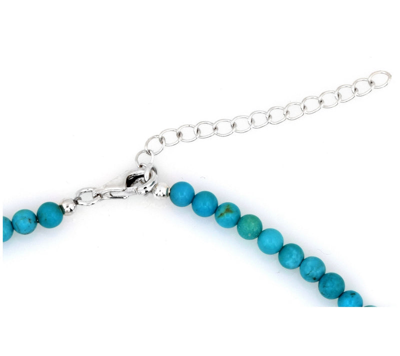 Sterling Silver Round Turquoise Beaded Necklace — View 5