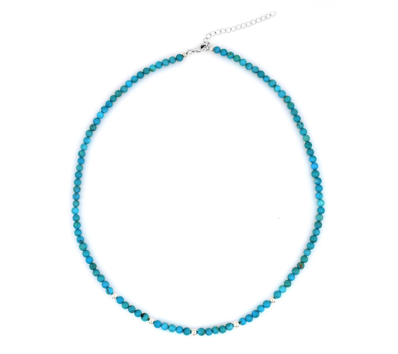 Sterling Silver Round Turquoise Beaded Necklace — View 4