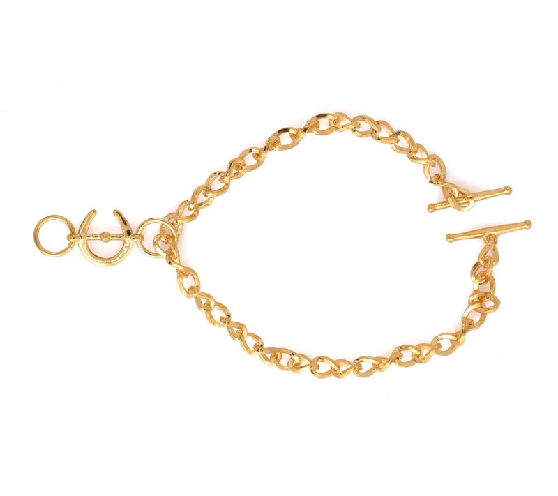 14K Gold Plated Curb Link Toggle Bracelet — View 4