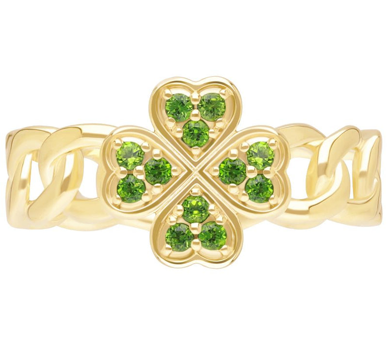 Goddaughters 14K Gold Clad Chrome Diopside Clover Ring — View 5