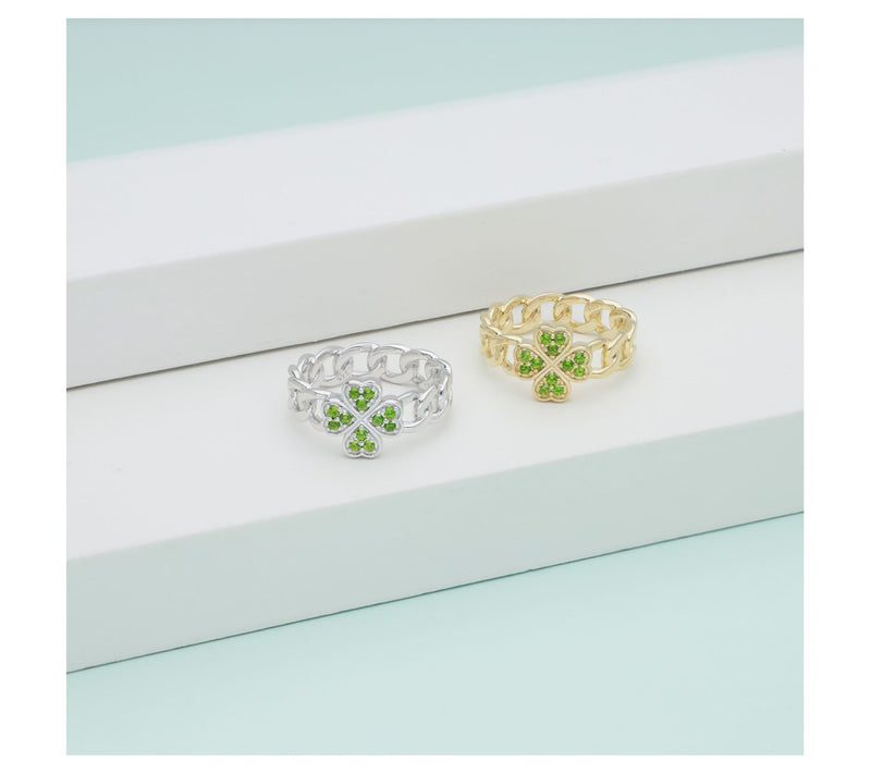 Goddaughters 14K Gold Clad Chrome Diopside Clover Ring — View 10