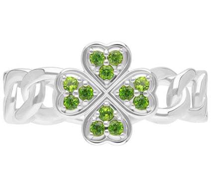 Goddaughters 14K Gold Clad Chrome Diopside Clover Ring