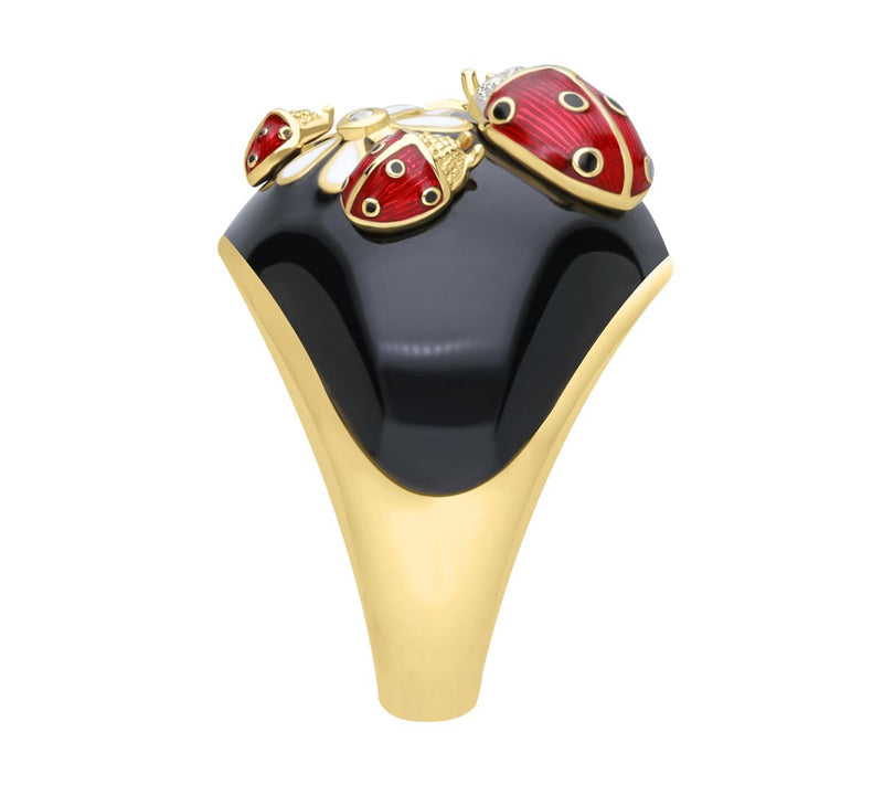 Ariva 18K Gold-Clad White Topaz Lady Bug Ring — View 2