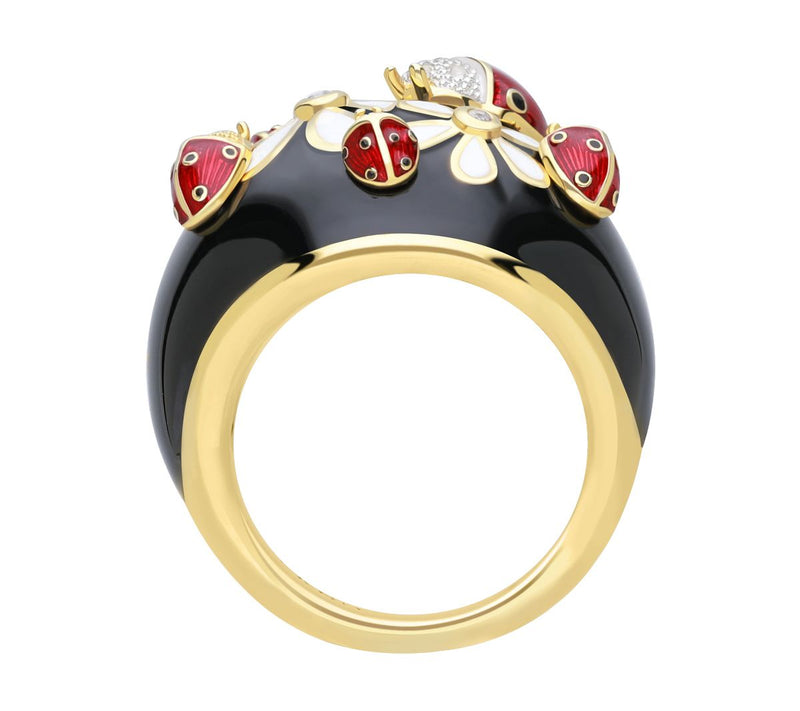 Ariva 18K Gold-Clad White Topaz Lady Bug Ring — View 3