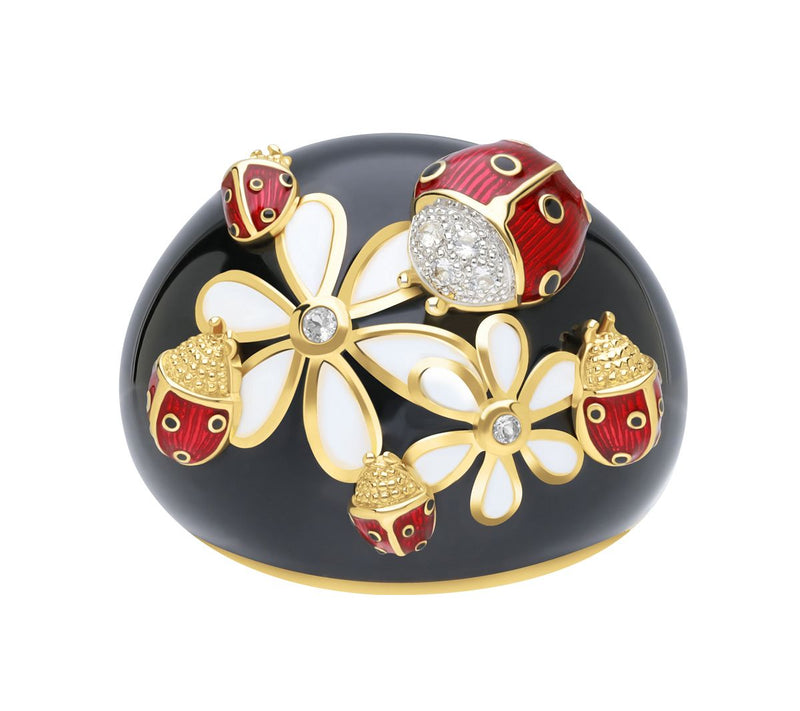 Ariva 18K Gold-Clad White Topaz Lady Bug Ring — Main view