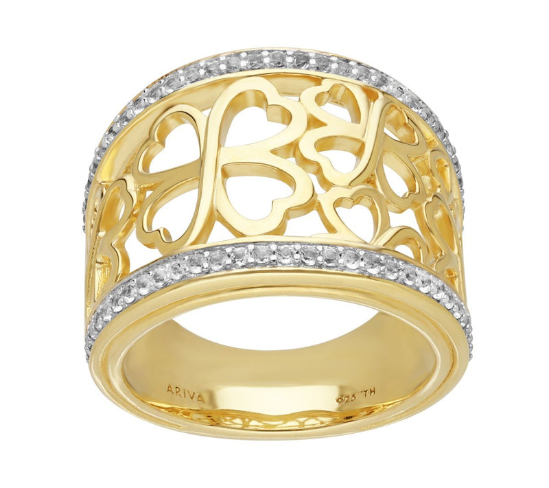 Ariva Sterling 18K Gold-Clad White Topaz CloverBand Ring — Main view