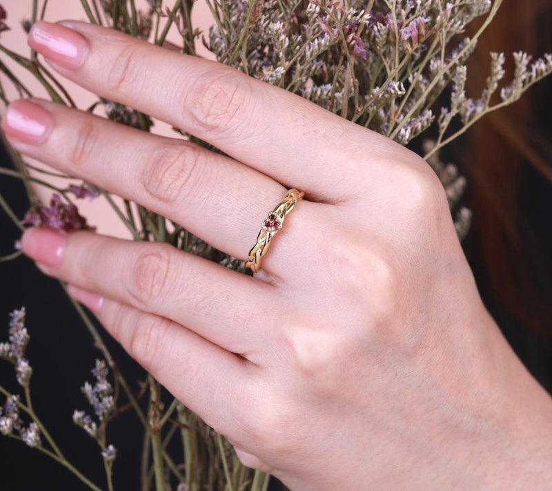 Goddaughters 14K Gold Clad Garnet Celtic Knot Ring — View 8