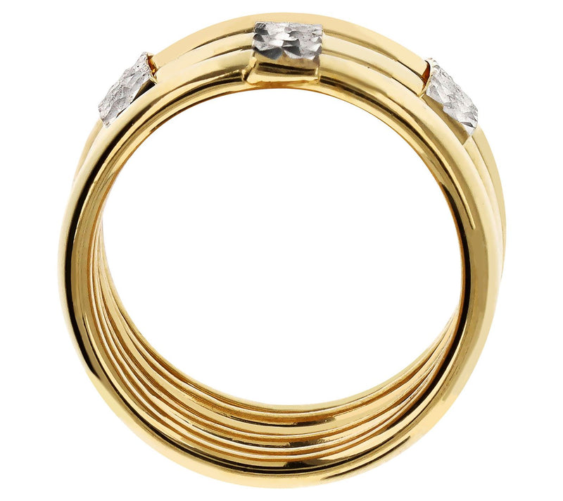Italian Silver Polished & Diamond Cut Triple Row Ring — View 8