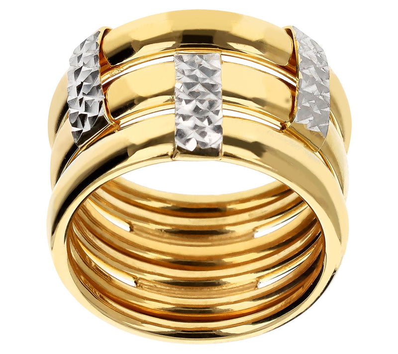 Italian Silver Polished & Diamond Cut Triple Row Ring — View 5