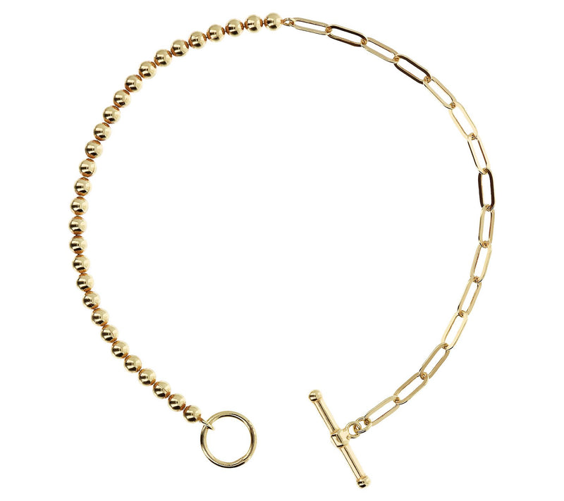 Italian Silver Bead and Paperclip Link Bracelet, 3.7g — View 7