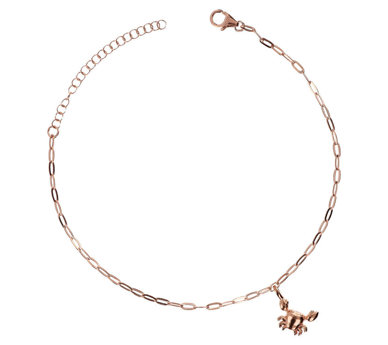 Italian Silver Crab Charm Paperclip Link Ankle Bracelet — View 7