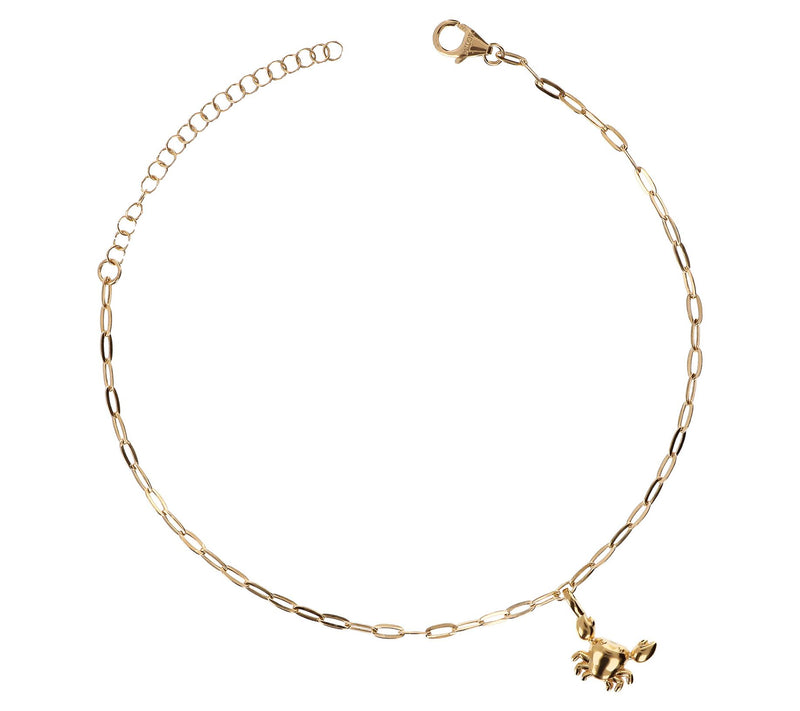 Italian Silver Crab Charm Paperclip Link Ankle Bracelet — View 9