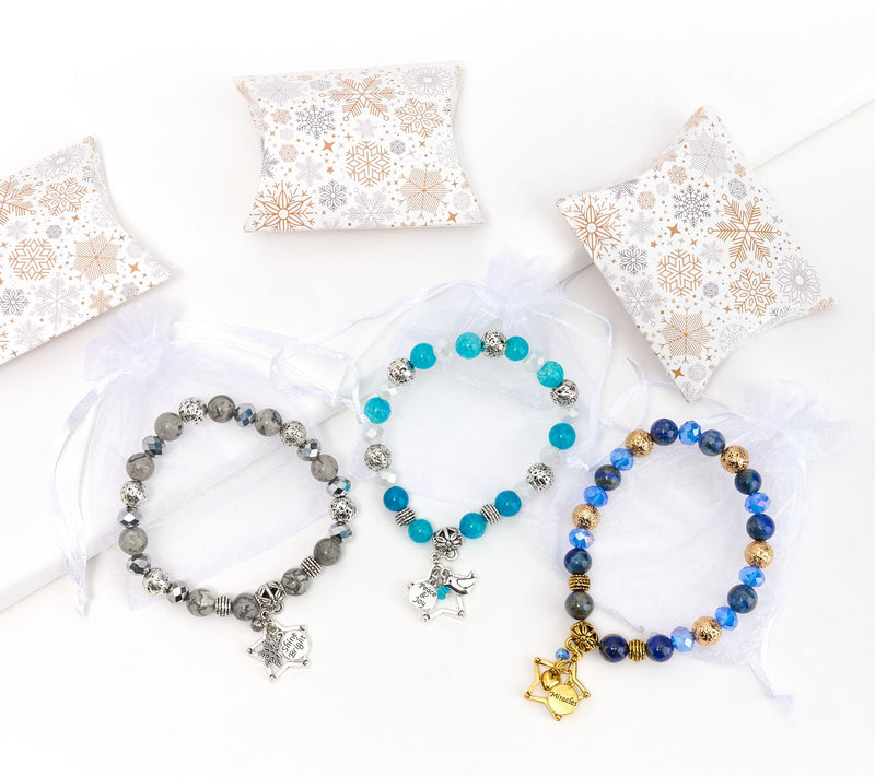 Zorbitz Set of 3 Lava Bead & Gemstone Holiday Charm Bracelet — View 5