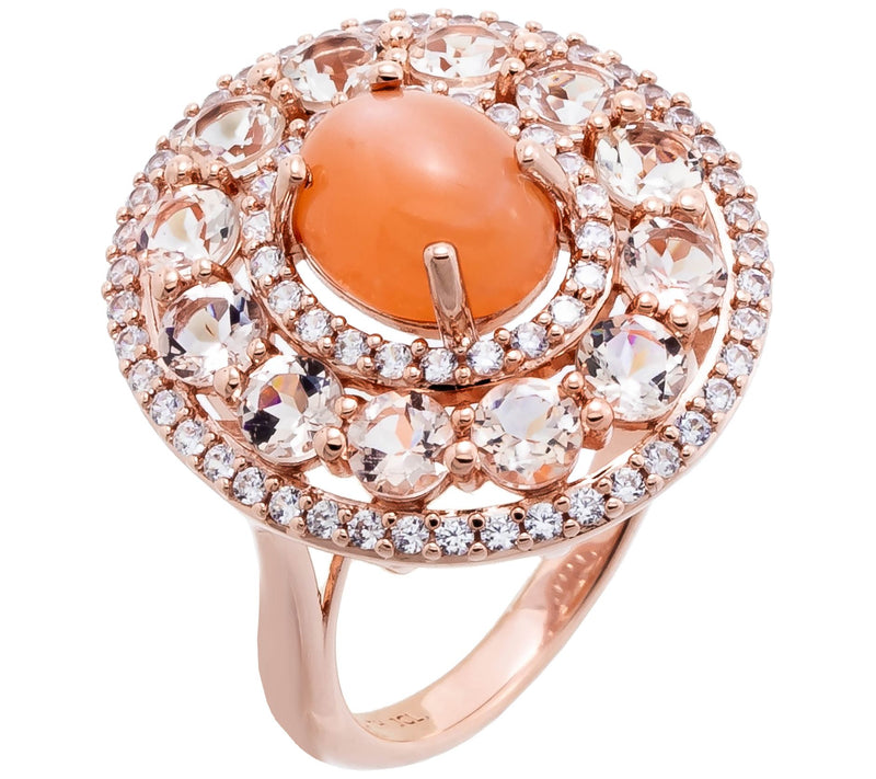 Affinity Gems Multi-Gemstone Double Halo Ring,14K Rose Plated — Main view