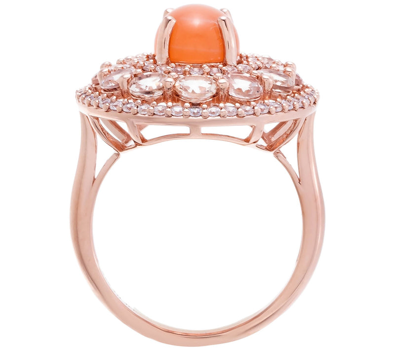 Affinity Gems Multi-Gemstone Double Halo Ring,14K Rose Plated — View 3