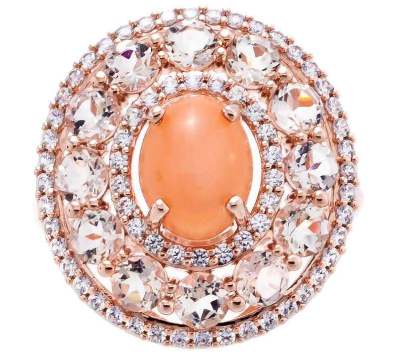 Affinity Gems Multi-Gemstone Double Halo Ring,14K Rose Plated — View 2